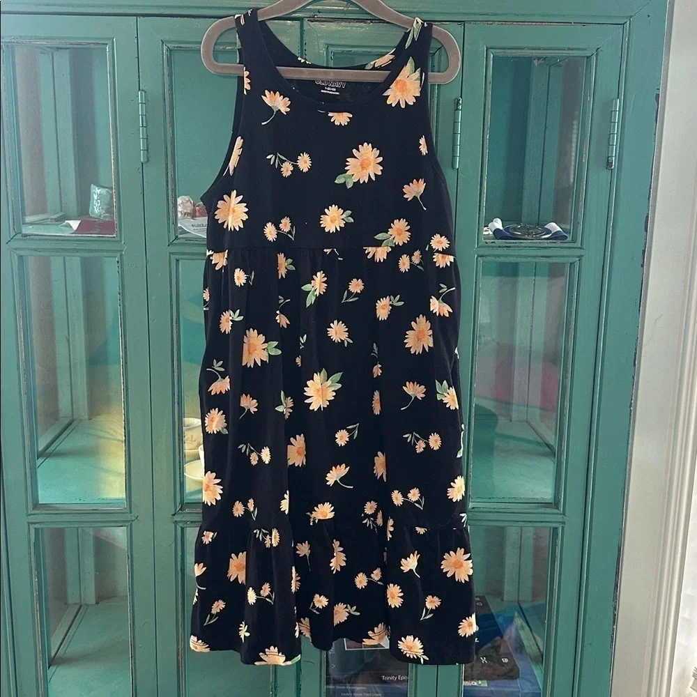 Old Navy Black Dress with Yellow Floral Accents